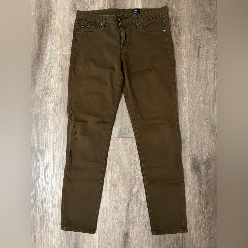 AG Stilt skinny jean, olive green sz 28 w stretch